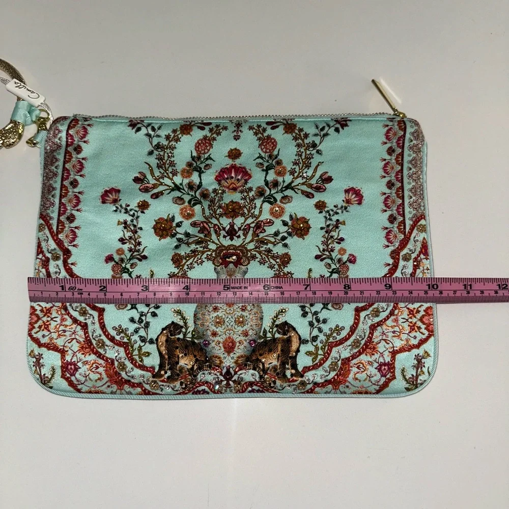CAMILLA “Weaving Worlds” blue floral silk boho ring scarf clutch bag